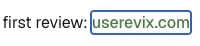 An inline link reading userevix.com with the default blue browser focus outline