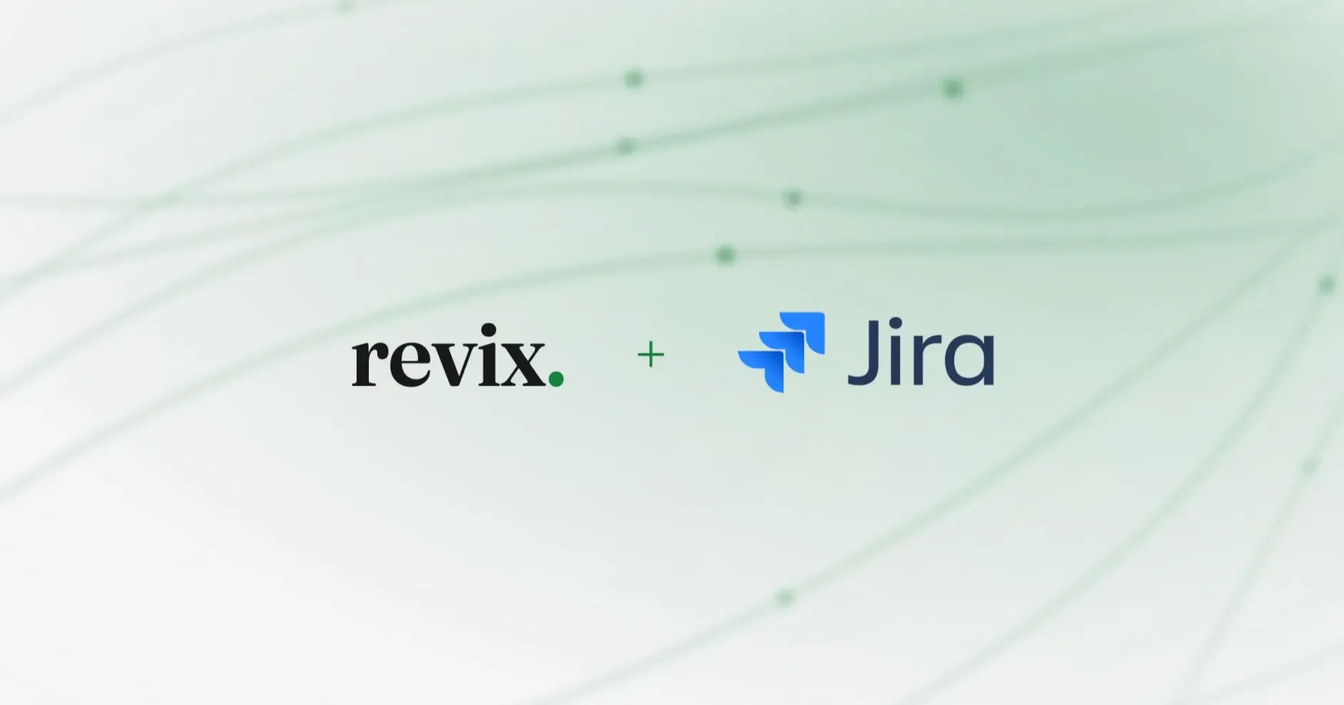 The revix wordmark next to the Jira logo on a light gradient background